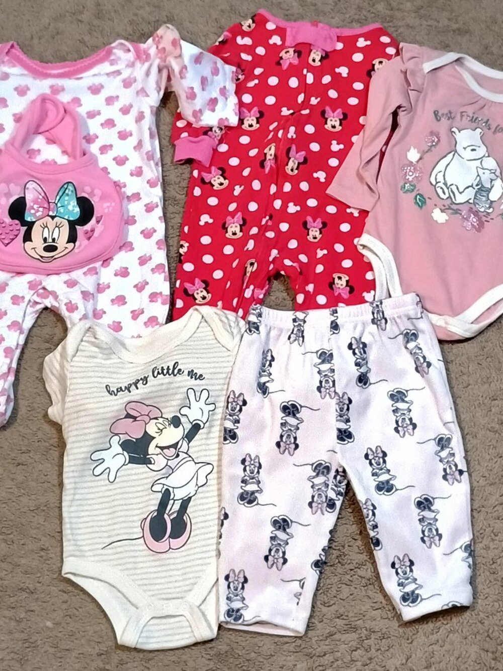Disney/Bundle/Girls 3-6M/Minnie Pooh Outfit Set Pink Babycore Gift 5pc Lot Cute
